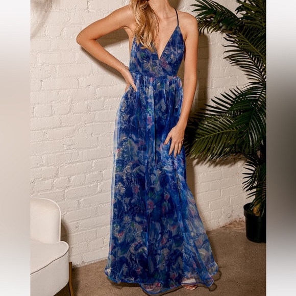 Lulus floral organza maxi dress - Picture 1 of 5